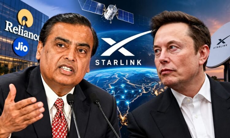 एलन मस्क और मुकेश अंबानी की तस्वीर, Starlink और Reliance Jio के बीच सैटेलाइट इंटरनेट बाजार की प्रतिस्पर्धा